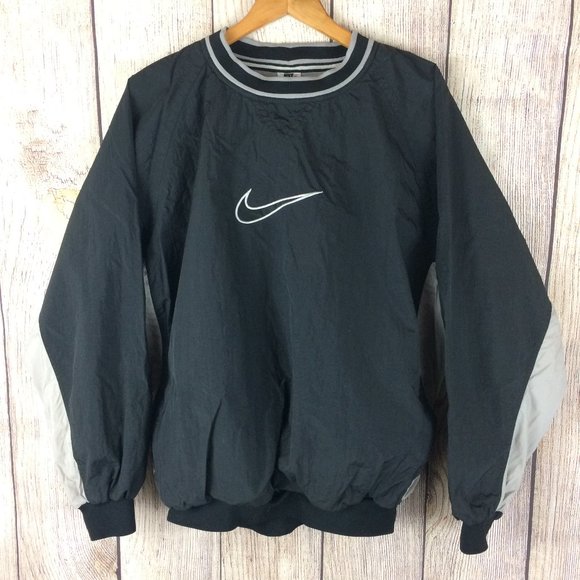 Nike Other - NIKE Black Grey Swoosh Windbreaker Jacket Sz L